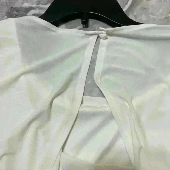 Scarlett Nite Ivory Sleeveless Layered Dress Flowy Top Fitted Lace Skirt Lined - Picture 6 of 11